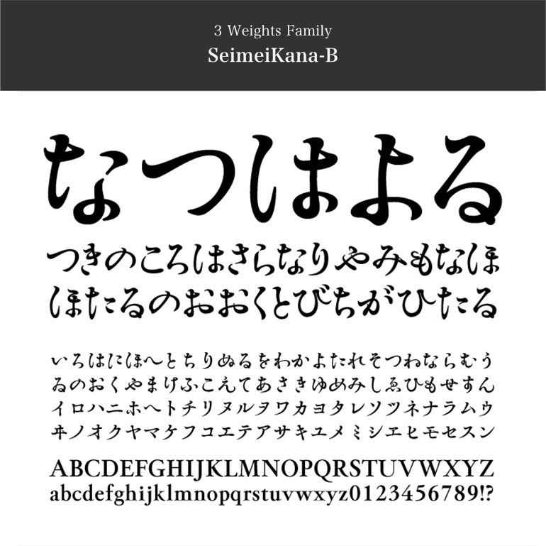 3WeightsFontFamily SeimeiKana-B 清明かな-B