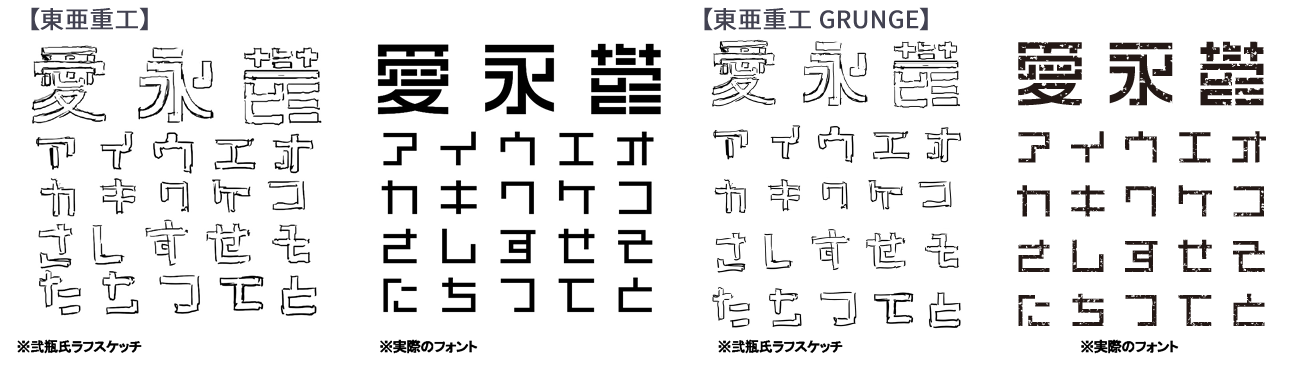 東亜重工製フォント 東亜重工 発売中 さらにカスレ加工の Grunge 登場